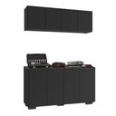 Ver imagem 2 de Kit Armário Multiuso Aéreo com Balcão para Oficina 8 Portas 123,5cm Multimóveis MP6111 Preto