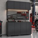 Ver imagem 1 de Kit Armário Multiuso Aéreo com Balcão para Oficina 8 Portas 123,5cm Multimóveis MP6111 Preto