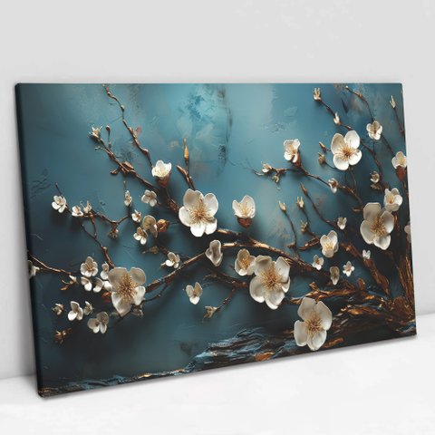 Quadro Decorativo Floral Luxo Flores Clássicas em Tela Canvas Tacolado Borda Infinita 80 X 120cm