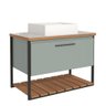 Gabinete Balcão Suspenso Cuba Marmorite Caribe 80 cm Aço Banheiro Porta 1 Prateleira Verde - 2