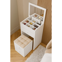 Ver imagem 3 de Penteadeira 3 Gavetas Banqueta Almofadada Espelho Compacta Branca