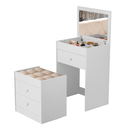 Ver imagem 1 de Penteadeira 3 Gavetas Banqueta Almofadada Espelho Compacta Branca