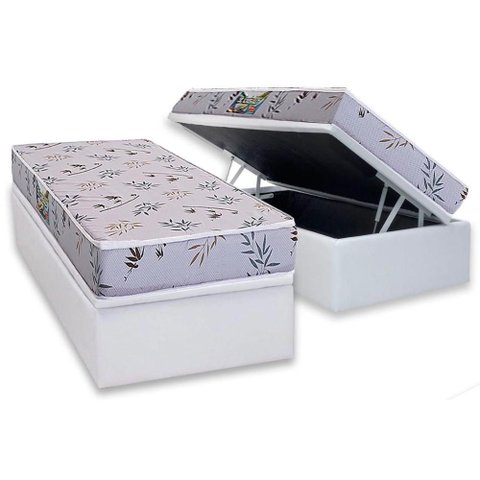 Conjunto Box Baú Solteiro: Colchão Espuma Herval D28 St. Louis + Base Crc Linhão White (88x188)