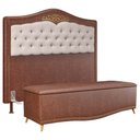 Ver imagem 1 de Cabeceira Cama Box Casal King 195cm Com Calçadeira Baú Imperial J02 Facto Marrom/Bege- Mpozenato