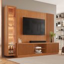 Ver imagem 1 de Rack com Painel com Cristaleira para TV até 75 Polegadas Ripado 100% MDF 190.5CMX220CM Valência
