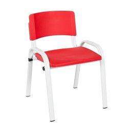 Kit 8 Cadeira Iso Infantil Creche, Escola Base Branco Vermelho - 3