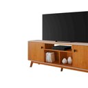 Ver imagem 4 de Rack Oslo com Portas de Bater, Pés de Madeira e Design C/cantos Arredondados:cinamomo/off