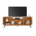 Ver imagem 5 de Rack Oslo com Portas de Bater, Pés de Madeira e Design C/cantos Arredondados:cinamomo/off