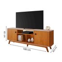 Ver imagem 2 de Rack Oslo com Portas de Bater, Pés de Madeira e Design C/cantos Arredondados:cinamomo/off