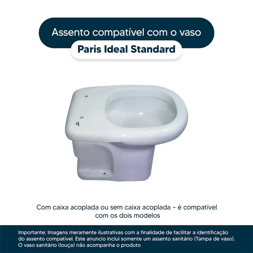 Assento Sanitário em MDF Paris Branco para bacia Ideal Standard - 4