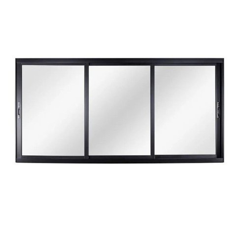 Janela de Aluminio de Correr 100x120cm 3 Folhas com Vidro Liso Preto Esquadrisul