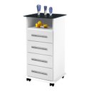 Ver imagem 2 de Balcao Gaveteiro 04 Gavetas Bra / Preto + Rodizios PASSE BEM Branco / Marmorizado