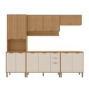 Ver imagem 2 de Cozinha Compacta Modulada 5 Peças 270cm 12 Portas e 2 Gavetas Colors Marrom Freijó/Nazca