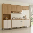 Ver imagem 1 de Cozinha Compacta Modulada 5 Peças 270cm 12 Portas e 2 Gavetas Colors Marrom Freijó/Nazca