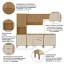 Ver imagem 5 de Cozinha Compacta Modulada 5 Peças 270cm 12 Portas e 2 Gavetas Colors Marrom Freijó/Nazca