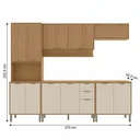 Ver imagem 3 de Cozinha Compacta Modulada 5 Peças 270cm 12 Portas e 2 Gavetas Colors Marrom Freijó/Nazca