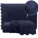 Ver imagem 3 de Jogo Cama Lençol Loren King Bordado Inglês Micro Percal 300 Fios 3 Peças Azul Marinho