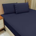 Ver imagem 2 de Jogo Cama Lençol Loren King Bordado Inglês Micro Percal 300 Fios 3 Peças Azul Marinho