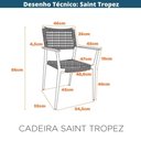 Ver imagem 3 de Kit 4 Cadeiras Saint Tropez Estrutura Alumínio Assento Encosto Corda Náutica Cinza Braço Madeira