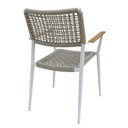 Ver imagem 2 de Kit 4 Cadeiras Saint Tropez Estrutura Alumínio Assento Encosto Corda Náutica Cinza Braço Madeira