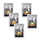 Ver imagem 1 de Kit 5 Molduras Porta Retrato Prata 10x15 A6 com Vidro Sala Quarto Decoração