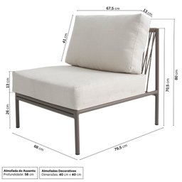 Sofá Módulo sem Braços 70cm Refúgio Cabecasa Madeiramadeira - 2