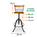 Ver imagem 4 de Kit 2 Unidades Banquetas Bistrô Reguláveis Ferro e Madeira