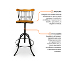 Ver imagem 3 de Kit 2 Unidades Banquetas Bistrô Reguláveis Ferro e Madeira