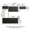 Ver imagem 3 de Cozinha Completa Madesa Agata 290002 com Armário e Balcão (Sem Tampo e Pia) Branco/Preto Cor:Branco/