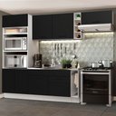 Ver imagem 1 de Cozinha Completa Madesa Agata 290002 com Armário e Balcão (Sem Tampo e Pia) Branco/Preto Cor:Branco/