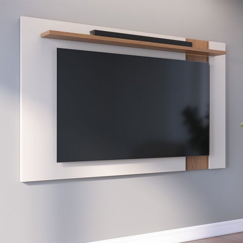 Painel para Tv até 70 Polegadas Extensivo Leme Sala de Estar Off White Matte Freijó Colibri