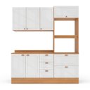 Ver imagem 2 de Cozinha Pérola com Rodapé e Tampo 190 cm 3 Peças Yescasa Branco/Freijó