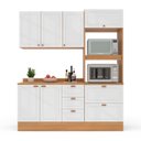Ver imagem 4 de Cozinha Pérola com Rodapé e Tampo 190 cm 3 Peças Yescasa Branco/Freijó