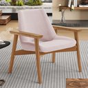 Ver imagem 6 de Kit 02 Poltronas Decorativa para Sala de Estar Living Base Madeira Becker L02 Bouclê Rosê - Lyam