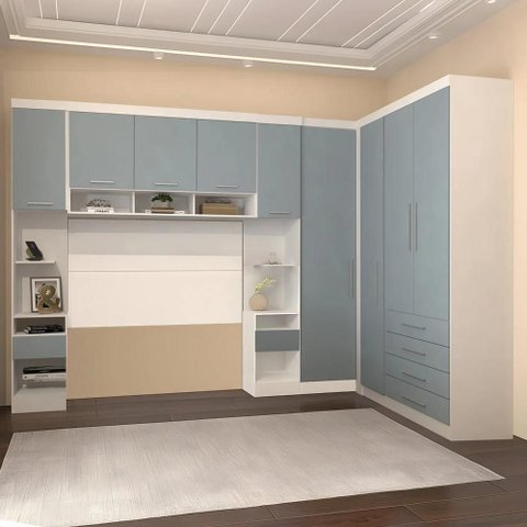 Guarda Roupa Casal Modulado Cp09 Taiga Branco/grey L01 - Mpozenato