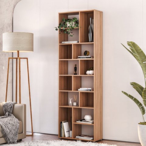 Estante de Livros 67CMX210CM 14 Nichos Dallas Marrom/Freijó
