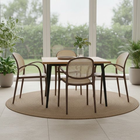 Conjunto 4 Cadeiras Empilhaveis Modernas Area Externa Portofino Fratini