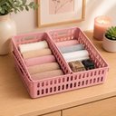 Ver imagem 2 de Kit 3 Organizadores Rosa Cestos Plasticos para Gaveta Armario Prateleira Cozinha Banheiro Multiuso
