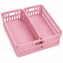 Ver imagem 4 de Kit 3 Organizadores Rosa Cestos Plasticos para Gaveta Armario Prateleira Cozinha Banheiro Multiuso