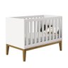 Berço Mini Cama Classic Branco Fosco com Pés Amadeirado - Reller Móveis Branco Fosco - 1