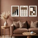 Ver imagem 2 de Kit 3 Quadros Artes Bauhaus Marrom Arquitetura 24x18cm - com Vidro:moldura Preta