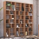 Ver imagem 1 de Kit 3 Estantes de Livros Multiuso 14 Nichos 210CMX201CM Dallas Marrom