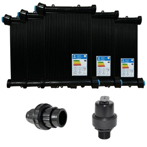 Kit Aquecedor Solar Piscina 20placas de 3mt Rosca+válvulas