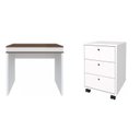 Ver imagem 2 de Conjunto 2 Peças com Escrivaninha Compacta e Armazenamento Inteligente e Gaveteiro 3 Gavetas Ipê Branco Artany