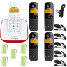 Kit Telefone Fixo Sem Fio Vermelho Com 4 Ramal Bina Preto - 1
