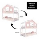Ver imagem 5 de Beliche Infantil Montessori com Varanda Casinha Dos Sonhos Madeira Maciça Rosa/Branco Megamobilia