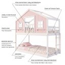 Ver imagem 4 de Beliche Infantil Montessori com Varanda Casinha Dos Sonhos Madeira Maciça Rosa/Branco Megamobilia