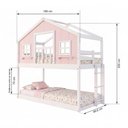 Ver imagem 2 de Beliche Infantil Montessori com Varanda Casinha Dos Sonhos Madeira Maciça Rosa/Branco Megamobilia