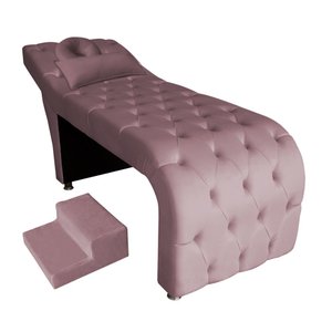 Maca estética capitonê com escada e almofada Veludo Rosê - Ninho Decor