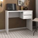 Ver imagem 1 de Escrivaninha Mesa Escritório Minimalista com com Chave 2 Gavetas 90,8cm Branco